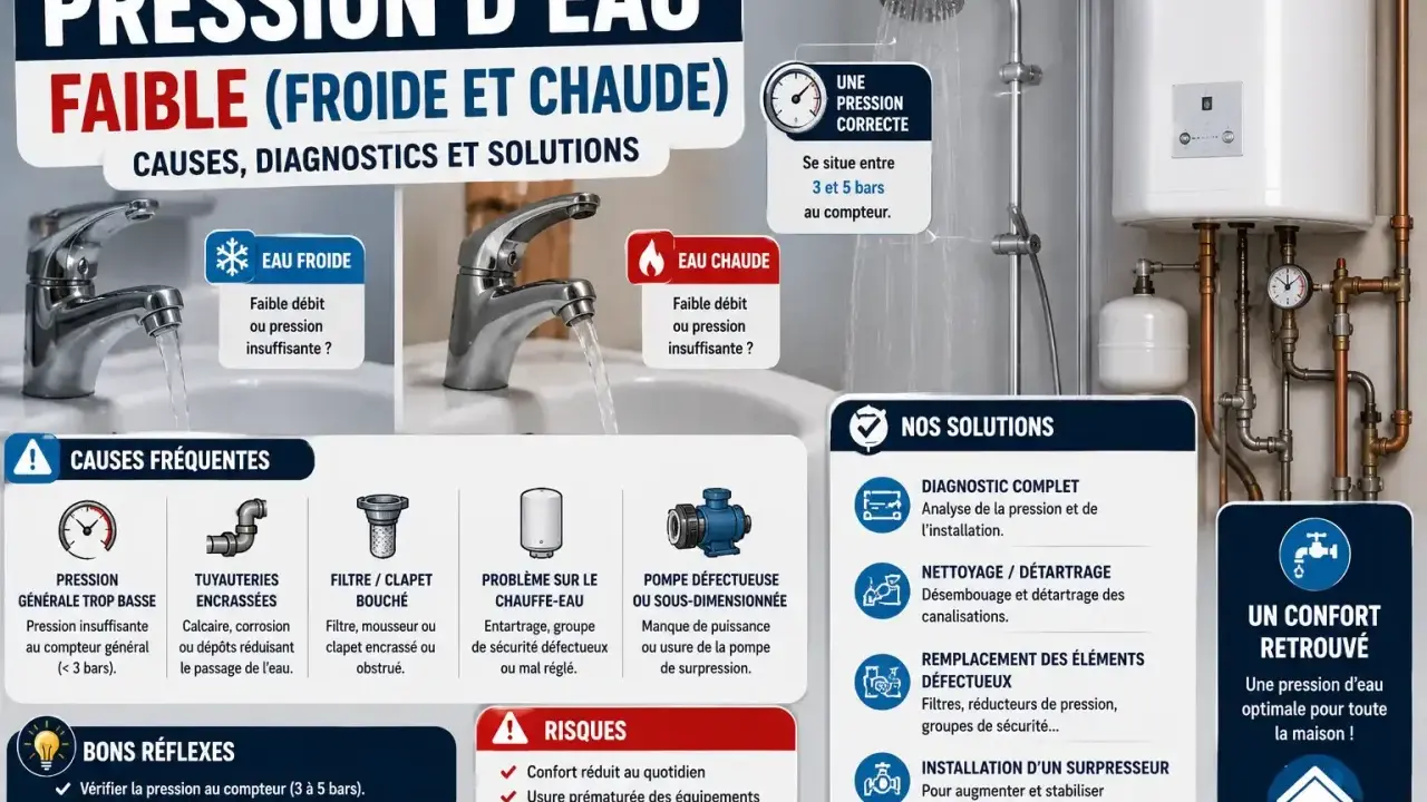 Problème pression eau chaude chaudière gaz : causes, diagnostics et solutions pour une eau à la bonne pression.