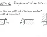 Schéma illustrant la coupe d'une huisserie existante pour définir la dimension hors tout porte et la réservation.