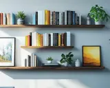 Comment disposer 3 étagères murales : livres, plantes et cadres pour une déco harmonieuse.
