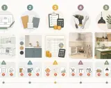 Étapes d'un projet de construction de cuisine : plan, matériaux, budget, outils, finition.