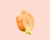 Réveil orange avec un marque-page jaune, rappelant l'importance de respecter les délais pour un exemple devis peinture.