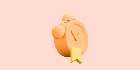 Réveil orange avec un marque-page jaune, rappelant l'importance de respecter les délais pour un exemple devis peinture.