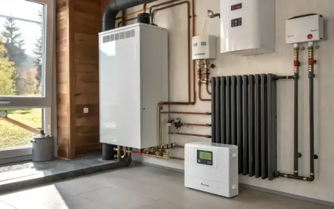 Système de chauffage moderne avec chaudière, radiateur et thermostat. Le meilleur chauffage pour maison plain-pied, efficace et discret.