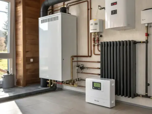 Système de chauffage moderne avec chaudière, radiateur et thermostat. Le meilleur chauffage pour maison plain-pied, efficace et discret.
