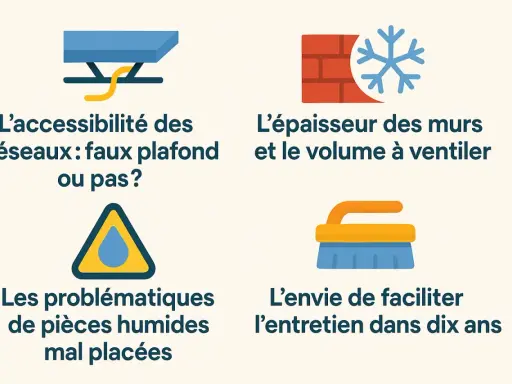 Conseils pour un installateur de VMC : accessibilité, épaisseur des murs, pièces humides et entretien futur.