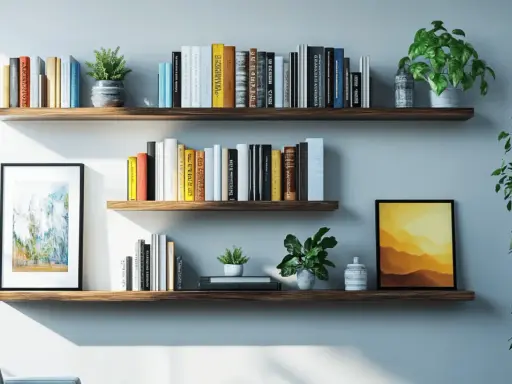 Comment disposer 3 étagères murales : livres, plantes et cadres pour une déco harmonieuse.