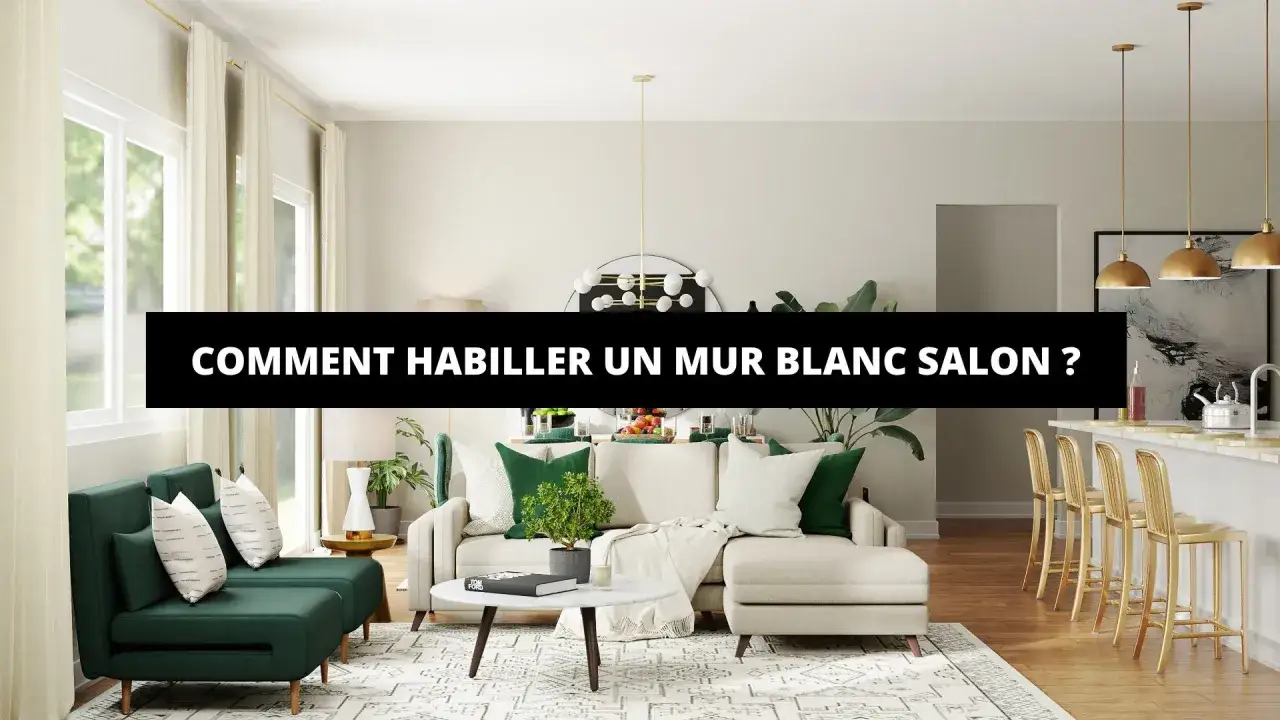 Id&eacute;es pour comment habiller un mur blanc salon : un canap&eacute; confortable, des coussins verts, une table basse et des plantes pour un espace accueillant.